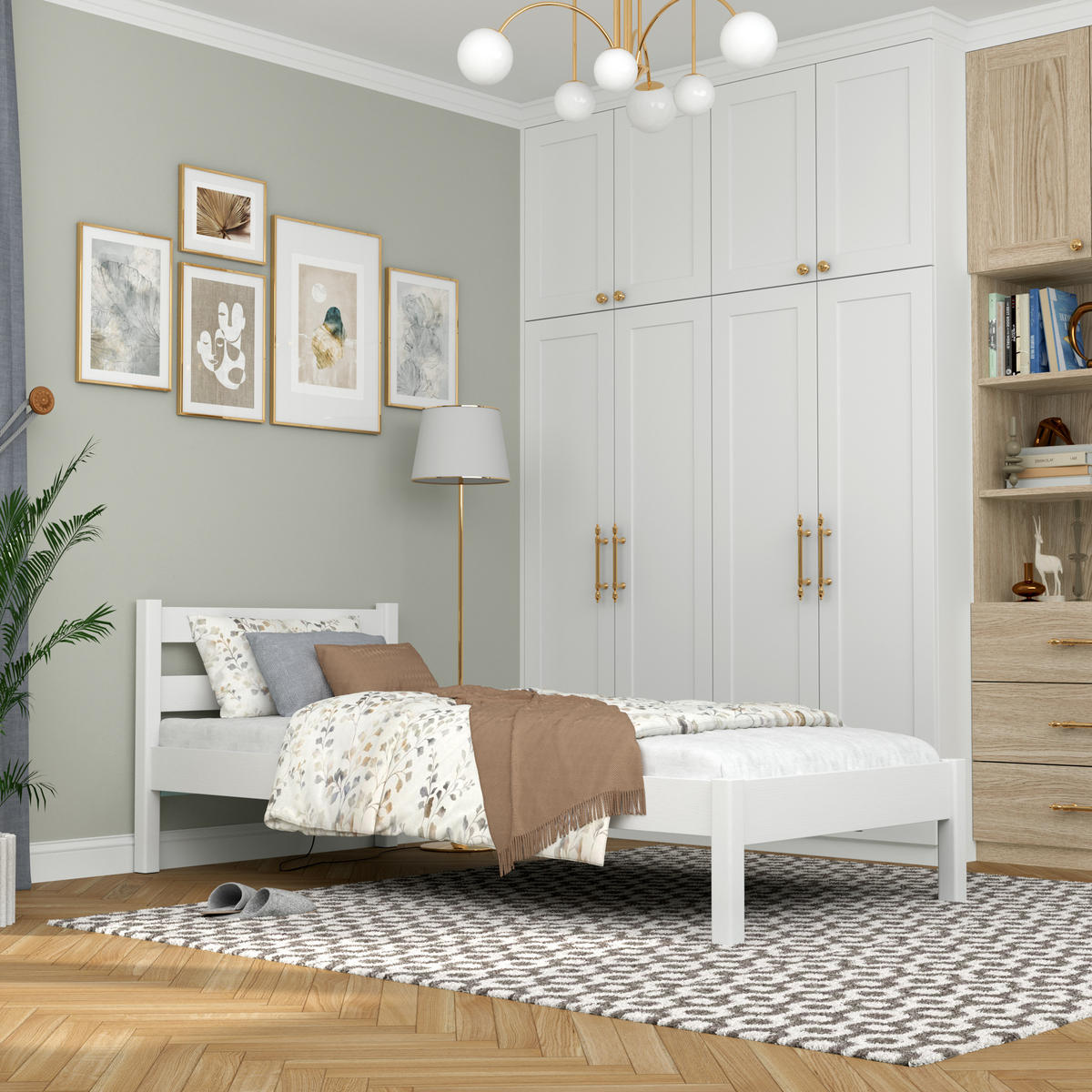 BETT N01 Weiß 80/190 - Weiß, Naturmaterialien/Holz (80/190cm) - N-Wood
