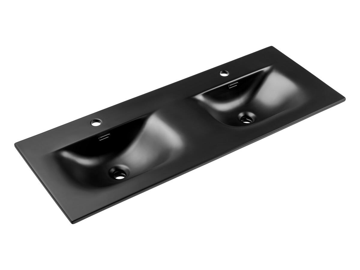 WASCHTISCHKOMBI 120 cm 3 Teile - Ocean Beige O BM437 in Beige / Geölter Eiche - Eichefarben/Schwarz, Holz/Keramik (120/57/46cm)