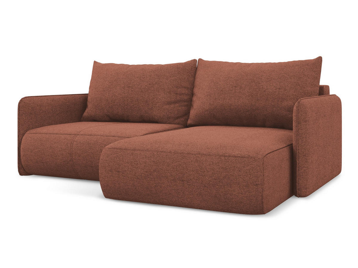 ECKSOFA mit Schlaffunktion Chenille Stoff Pink - Pink/Hellrosa, Kunststoff/Textil (207/148cm) - Makamii