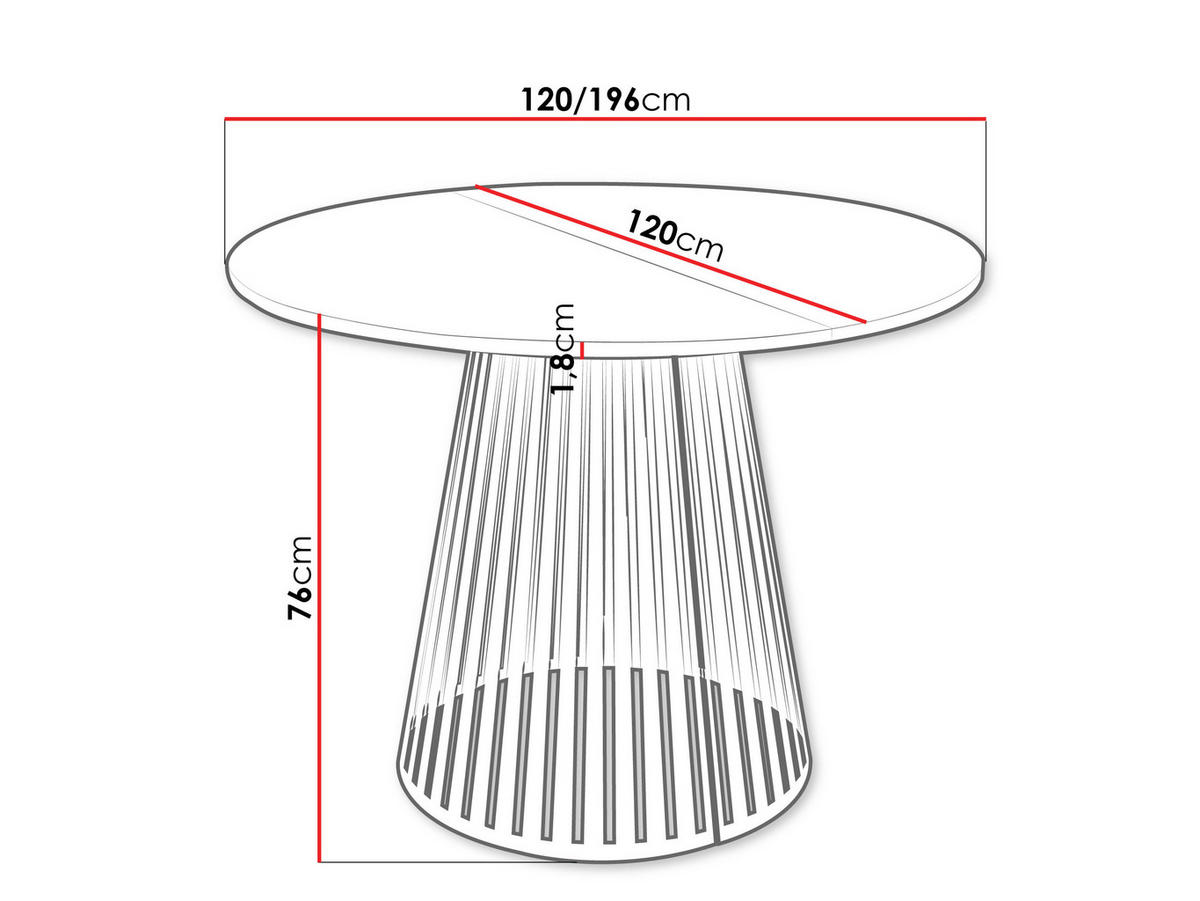 ESSTISCH ausziehbar Cone 120 - Schwarz/Weiß, Holzwerkstoff/Metall (120/120/76cm) - MIRJAN24
