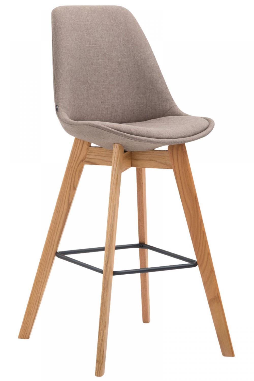 BARHOCKER Stoff taupe - Taupe/Eukalyptusholzfarben, Holz/Textil (48/112/56cm) - CLP
