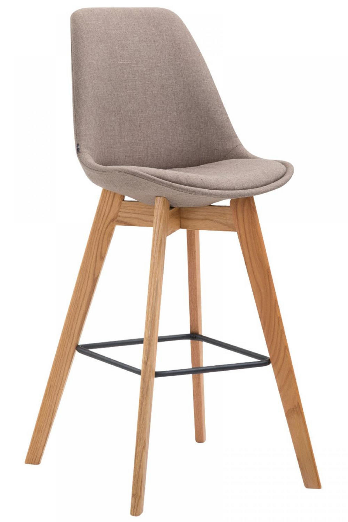 BARHOCKER Stoff taupe - Taupe/Eukalyptusholzfarben, Holz/Textil (48/112/56cm) - CLP