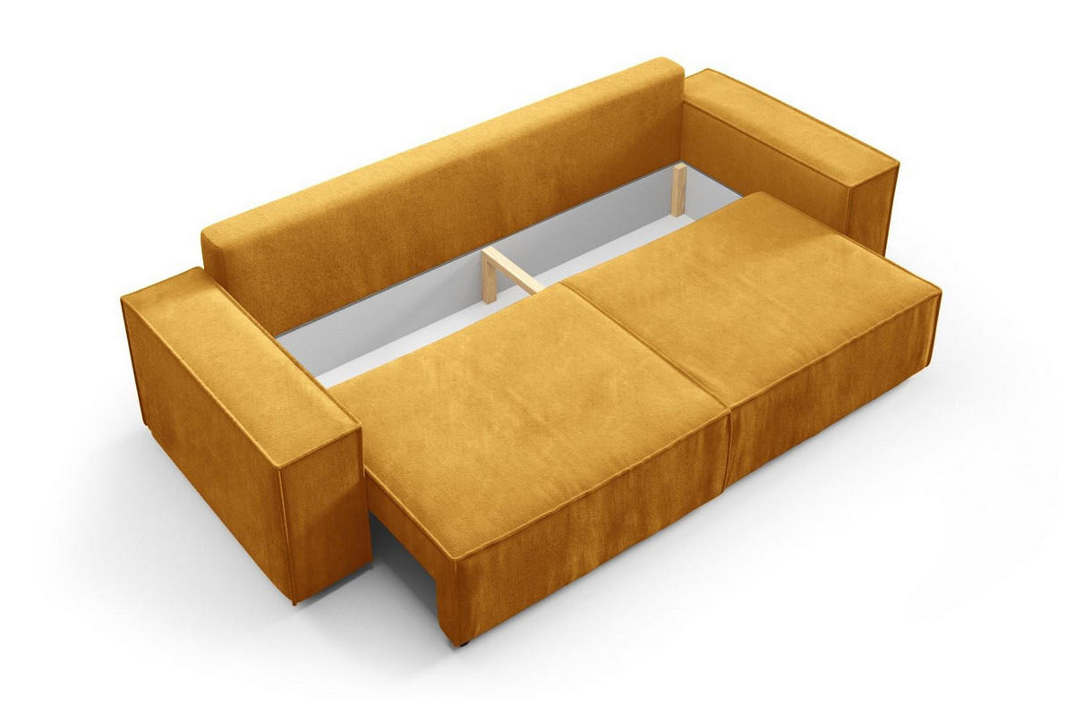 SCHLAFSOFA mit Bettkasten Gelb - Gelb, Textil (255/88/102cm) - Furnisell