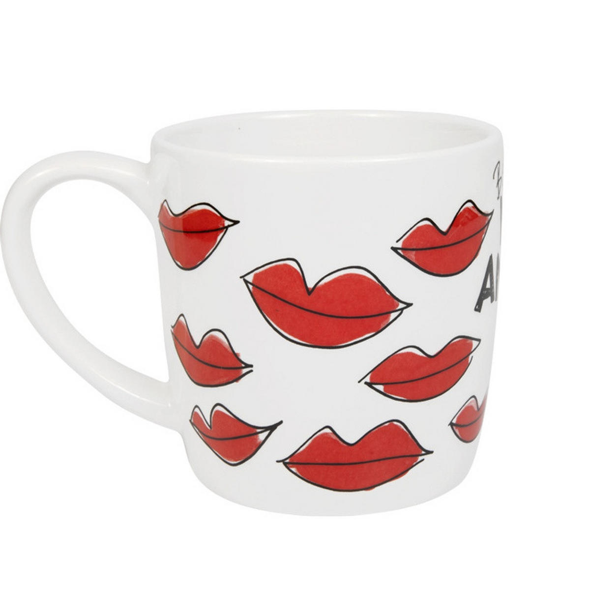 CAPPUCCINO-BECHER Valentinstag Küsschen in Rot - 500 ml - Multicolor, Keramik (0.5L) - Blond Amsterdam