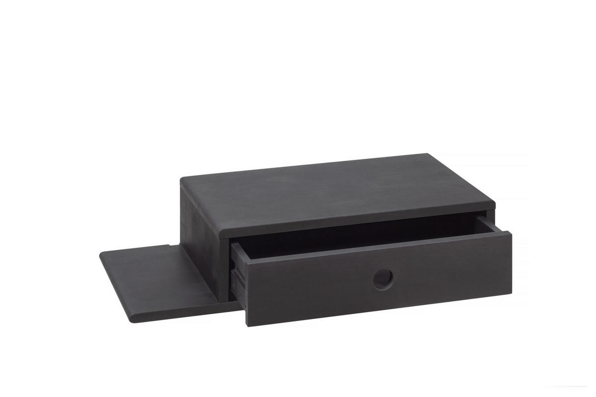 NACHTTISCH Hope mit Ablage links, schwarze Birke, 30/65/15 cm - Schwarz, Holz (65/15/30cm) - WOODEK