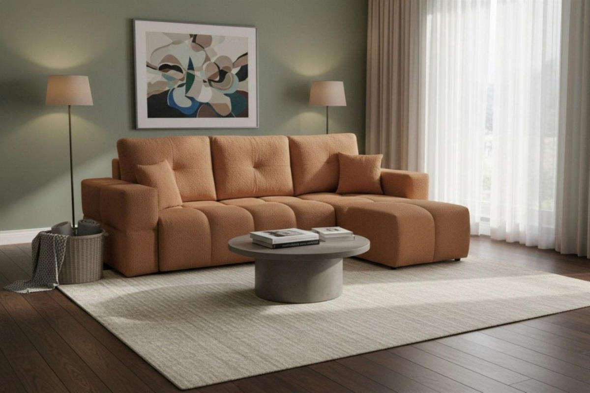 ECKSOFA Denise Mit Schlaffunktion - Rotbraun, Holzwerkstoff/Textil (148/250cm) - Fun Möbel