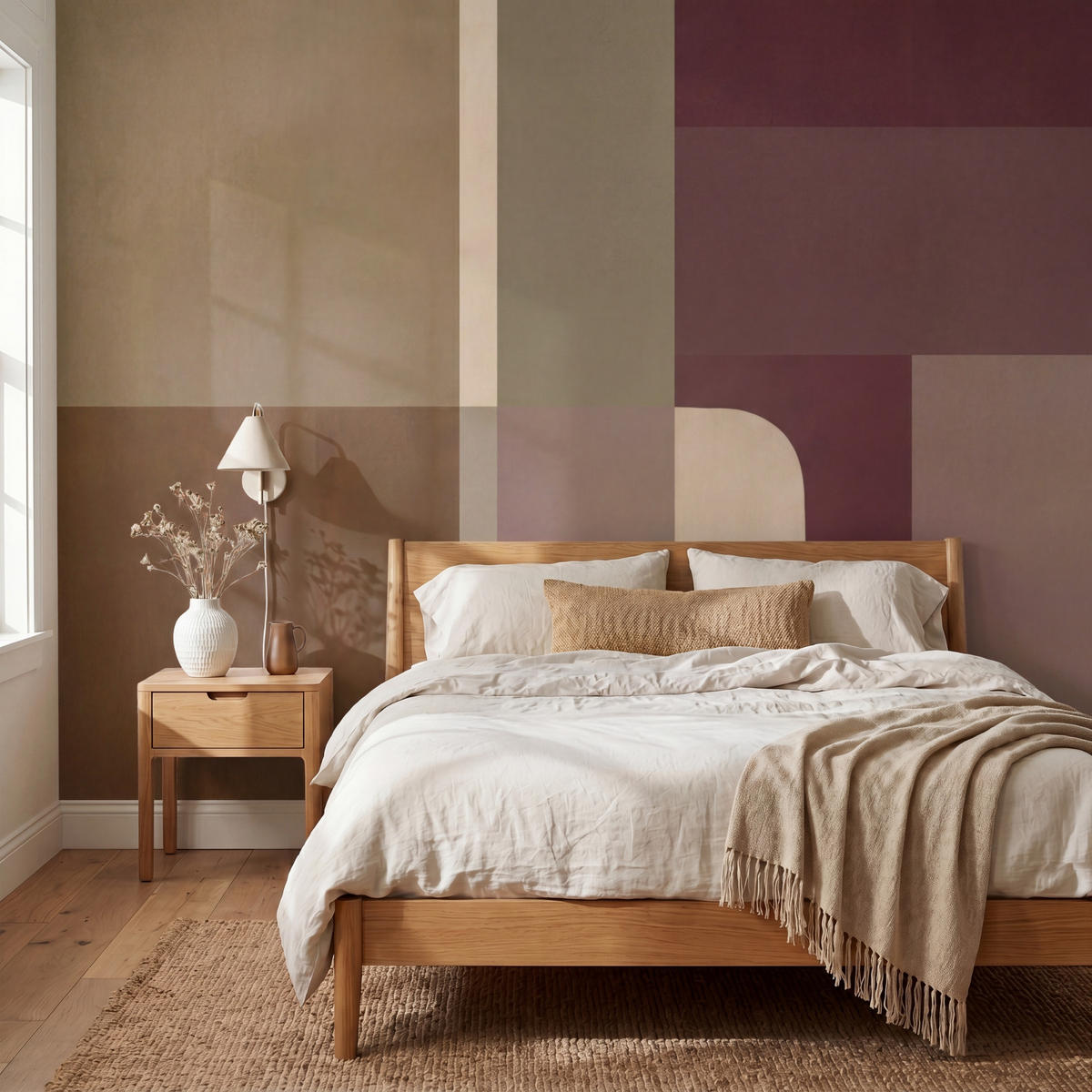 TAPETE - Unis - Abstrakt - Bordeaux - Linien - 300x260 cm - Multicolor, Papier (300/260cm) - OnlyWow