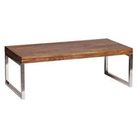COUCHTISCH Massivholz mit Chromfüßen Handgefertigt, Braun 120x60x40 cm - Silberfarben/Braun, Holz/Metall (60/120/40cm) - KADIMA DESIGN