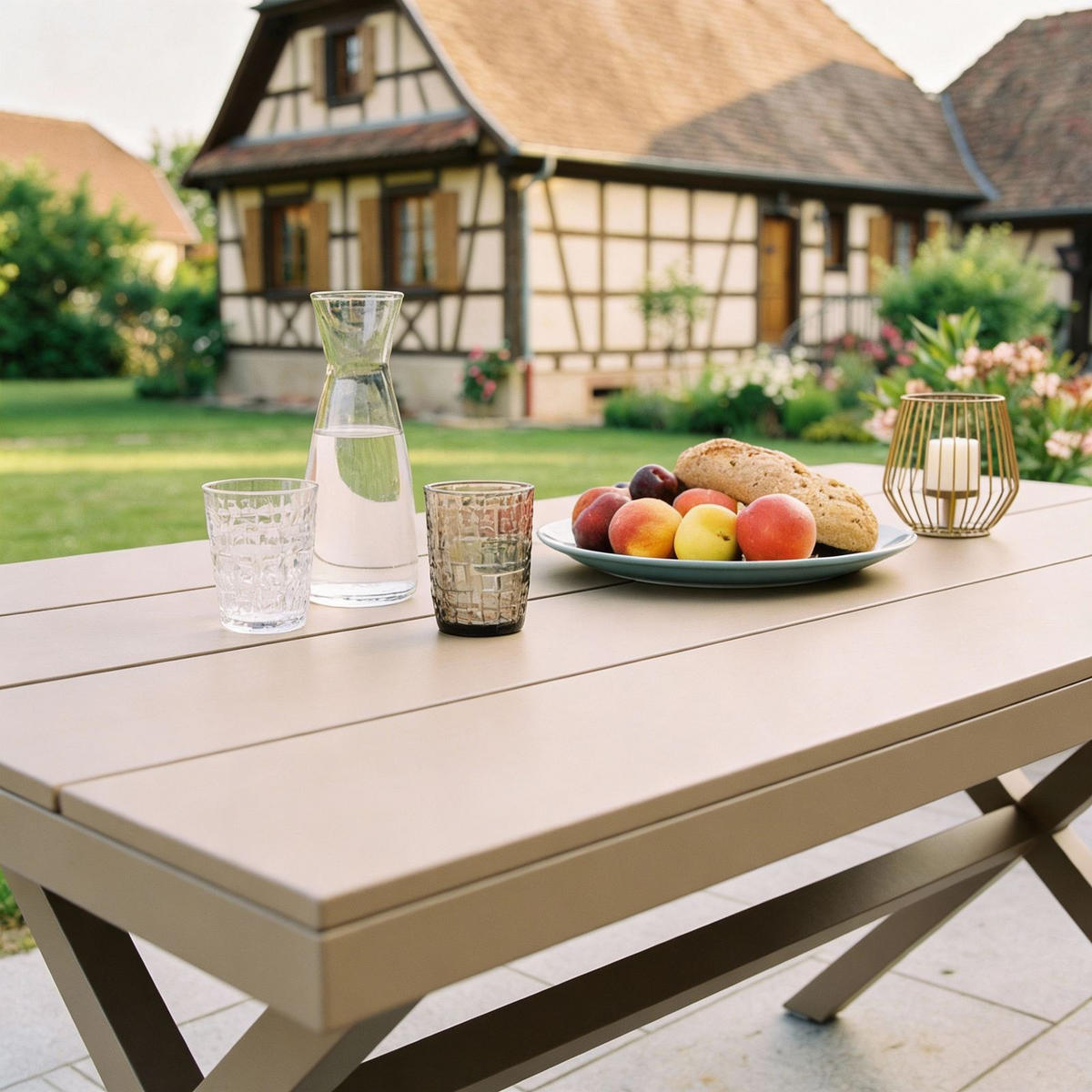 GARTENMÖBEL SET ISOLA 7ER SET BRAUN, NATUR, CHAMPAGNE - Braun, Kunststoff/Metall - CARO-Möbel