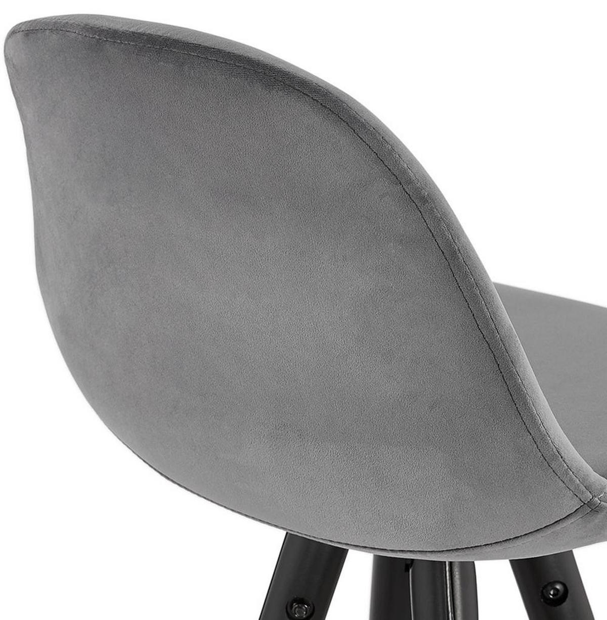 BARHOCKER Samt Holzbeine Sitzhöhe 75cm Eleganter Stil LURALI, Grau 41x41x97 cm - Schwarz/Grau, Buchenholz/Textil (41/97/41cm) - KADIMA DESIGN