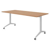 SEMINARTISCH klappbar & fahrbar 80/180/75 cm in Nussbaumfarben/Silberfarben - Silberfarben/Nussbaumfarben, Holzwerkstoff (80/180/75cm) - bümö