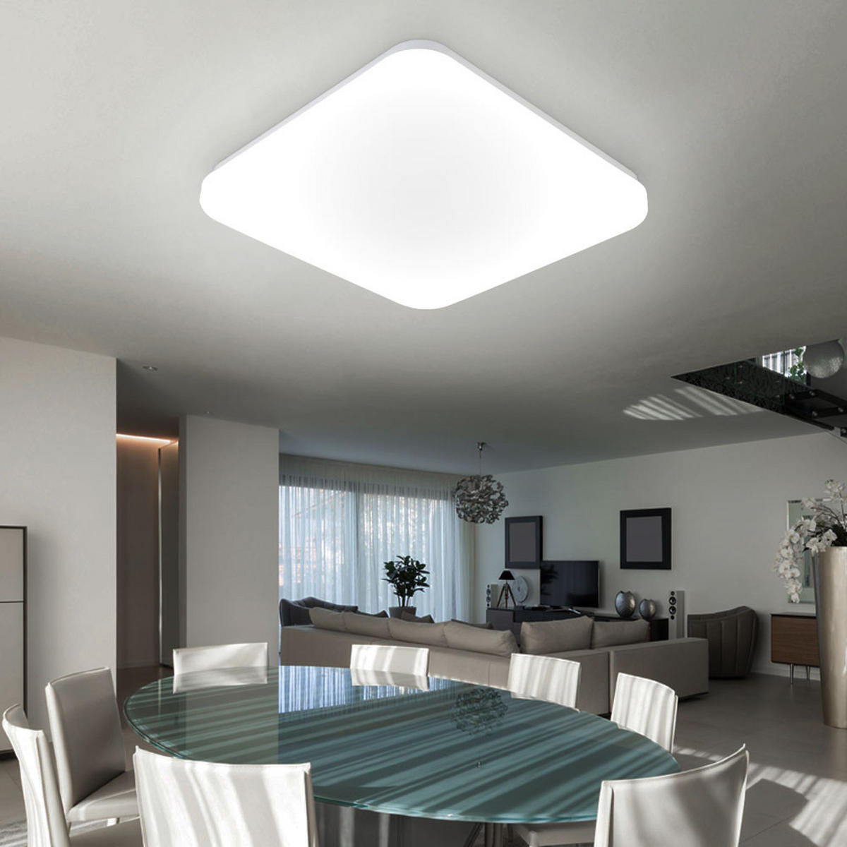LED DECKENLEUCHTE JANA II Weiß Metall - Weiß, Metall (33.5/33.5/5cm) - Globo Lighting