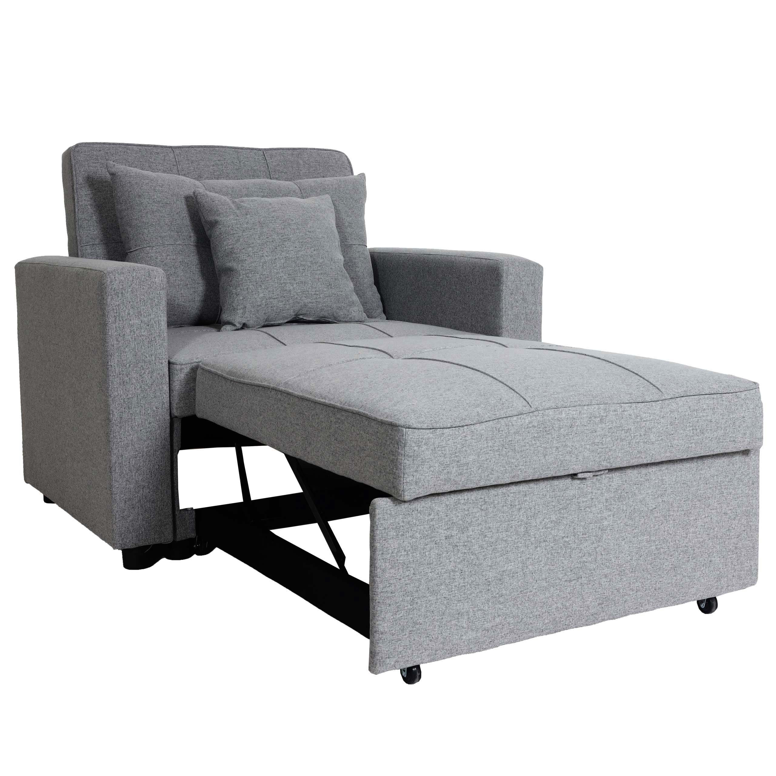 SCHLAFSESSEL Grau - Hellgrau, Textil (197/90/103cm) - MCW
