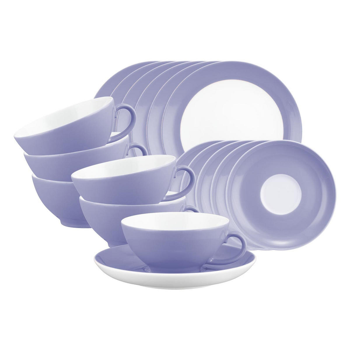 TEESERVICE Liberty Pure Colors Grape Purple 18er Set - Lila, Keramik (1/1/1cm) - Seltmann Weiden