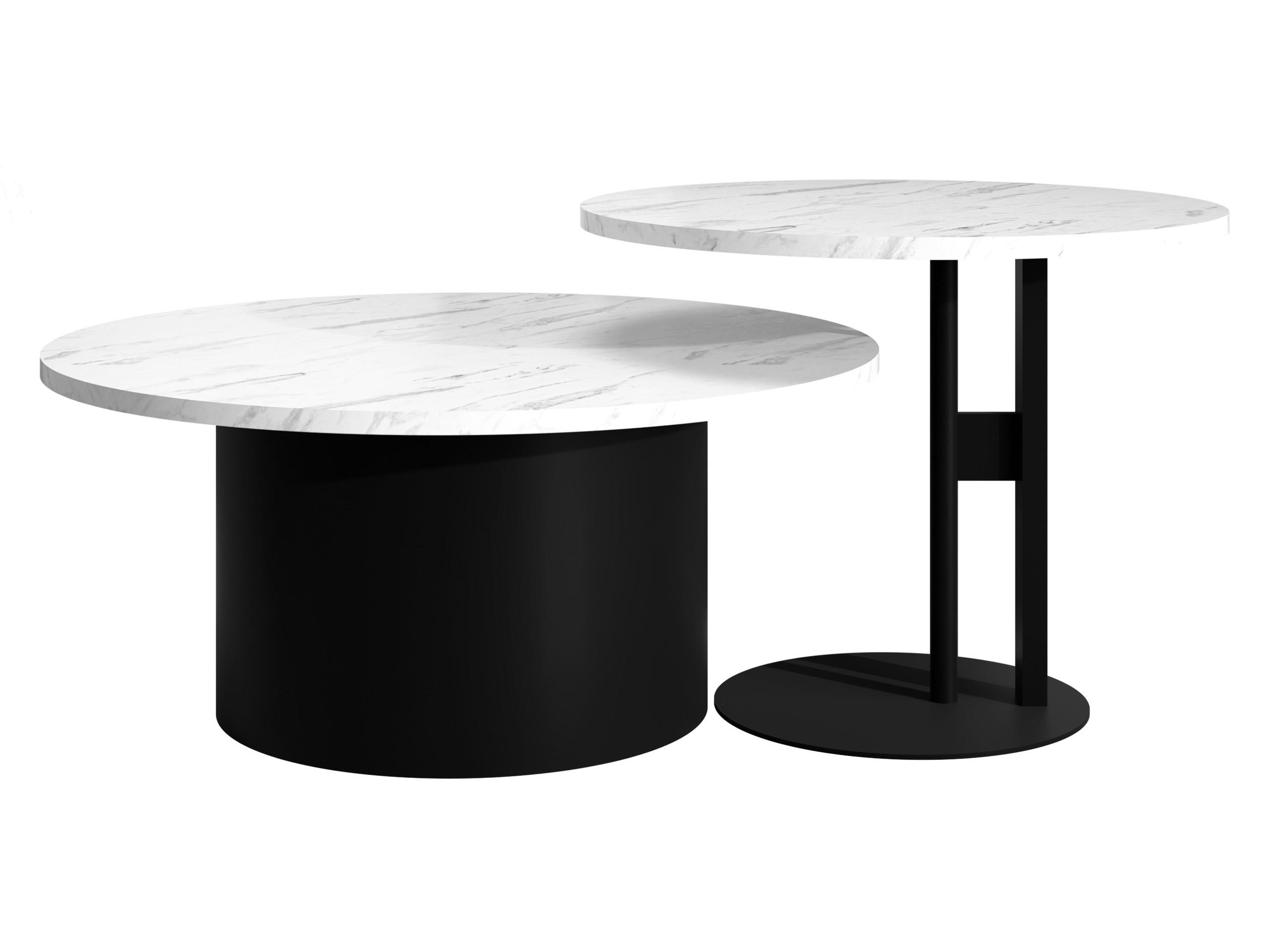 COUCHTISCH-SET Monar - Schwarz/Weiß, Holzwerkstoff/Metall (58/58/45cm) - MIRJAN24