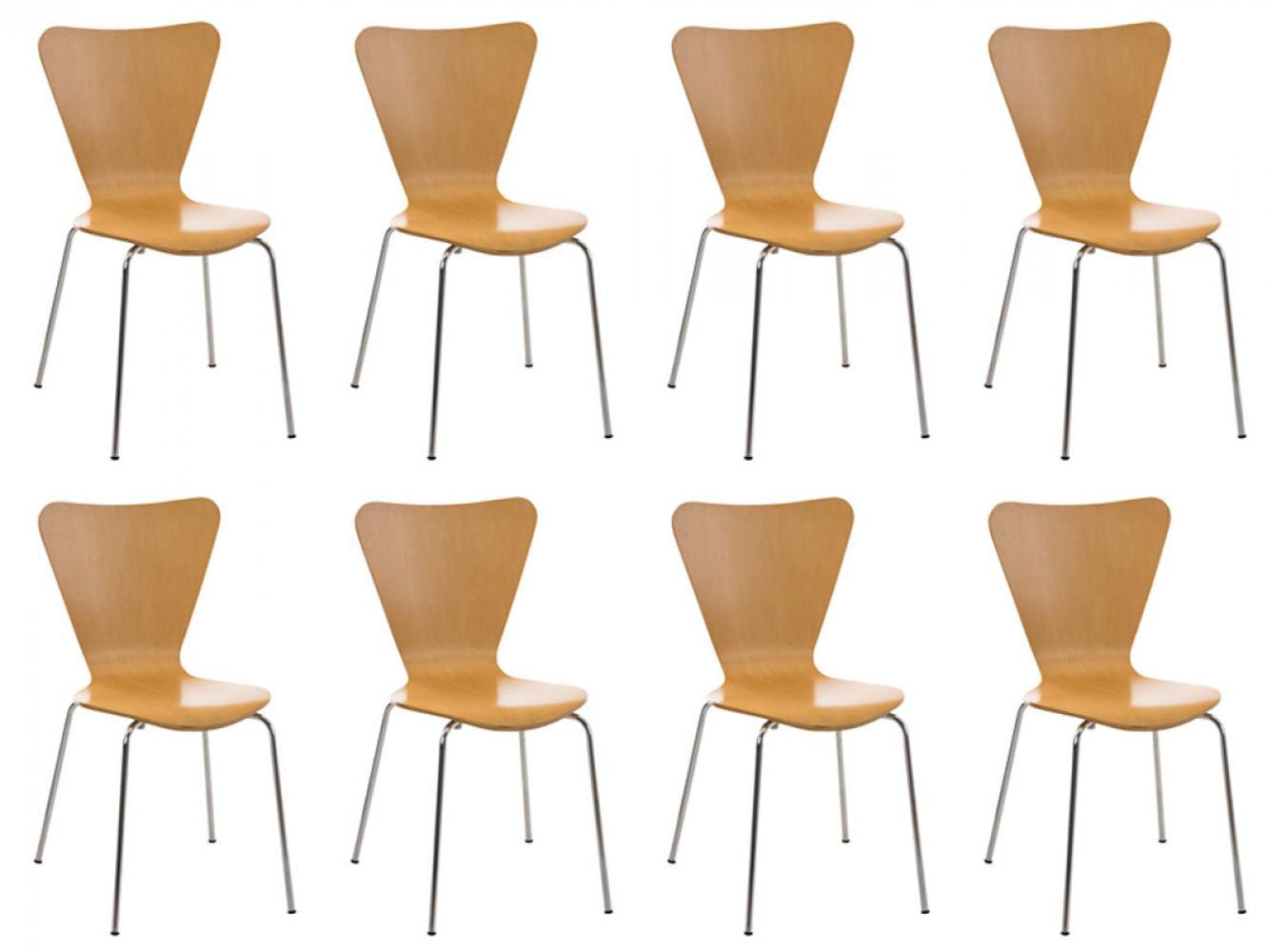 BESUCHERSTUHL 8er Set Holz natura - Eukalyptusholzfarben, Holz/Metall (45/85/49cm) - CLP