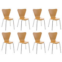 BESUCHERSTUHL 8er Set Holz natura - Eukalyptusholzfarben, Holz/Metall (45/85/49cm) - CLP