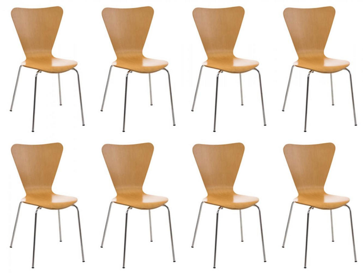 BESUCHERSTUHL 8er Set Holz natura - Eukalyptusholzfarben, Holz/Metall (45/85/49cm) - CLP