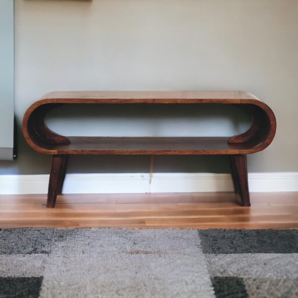 COUCHTISCH aus Massivholz - Kastanienfarben/Messingfarben, Holz/Metall (35/90/40cm) - Artisan Furniture