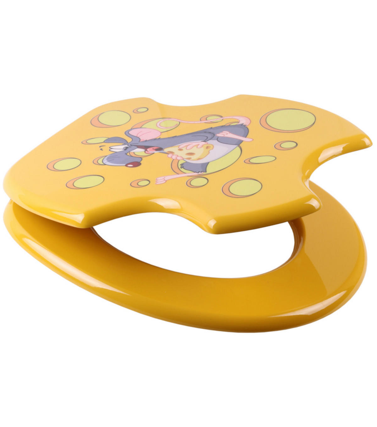 WC-SITZ mit Absenkautomatik Cheesy - Gelb, Holzwerkstoff (38/6/47cm) - Sanilo