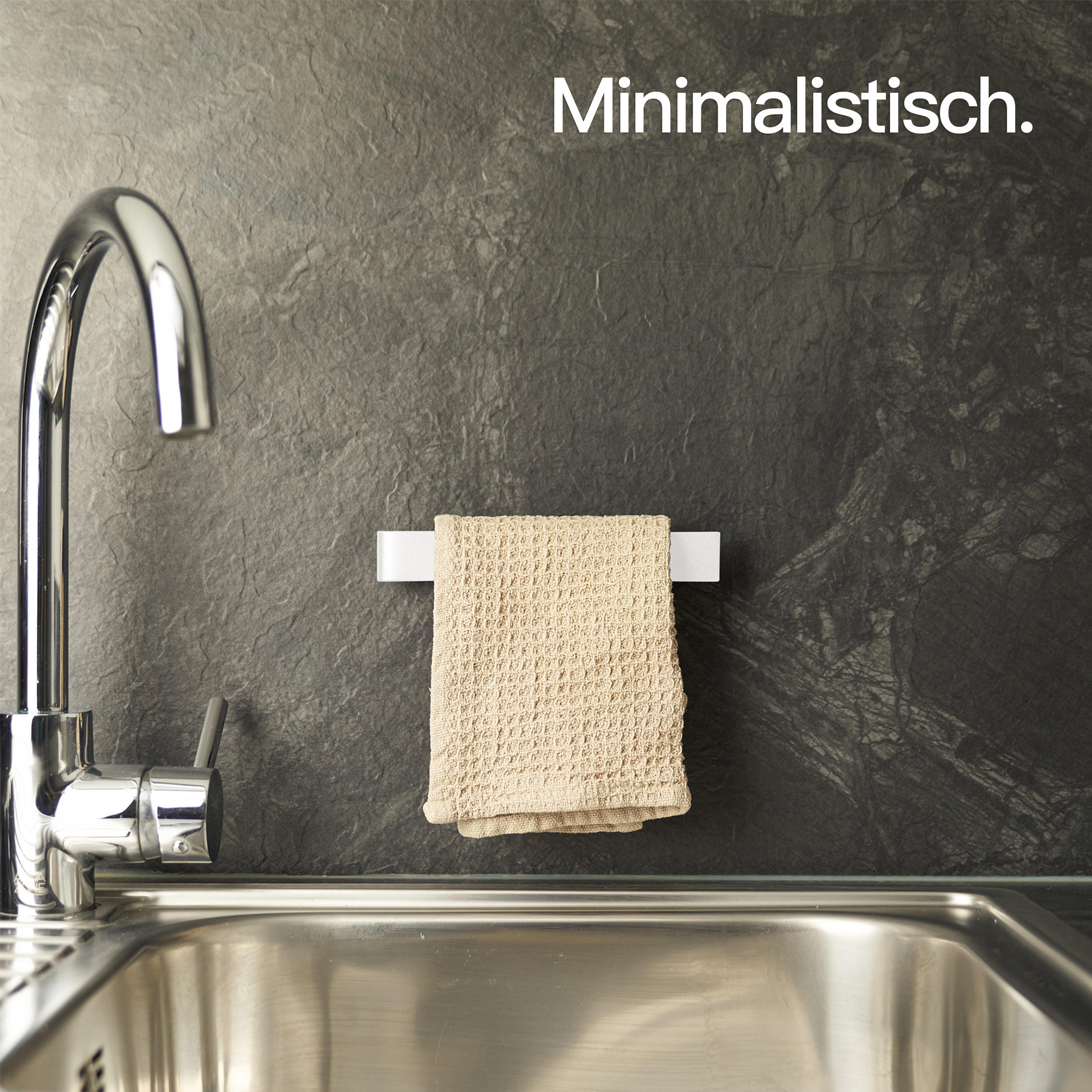 SPÜLTUCHHALTER OHNE BOHREN Matt Weiß - Weiß, Metall (17/3/3cm) - Designfabrik Hamburg
