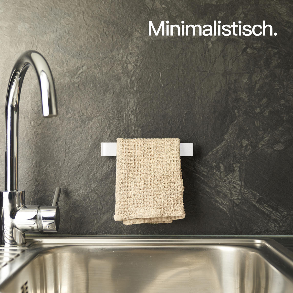 SPÜLTUCHHALTER OHNE BOHREN Matt Weiß - Weiß, Metall (17/3/3cm) - Designfabrik Hamburg