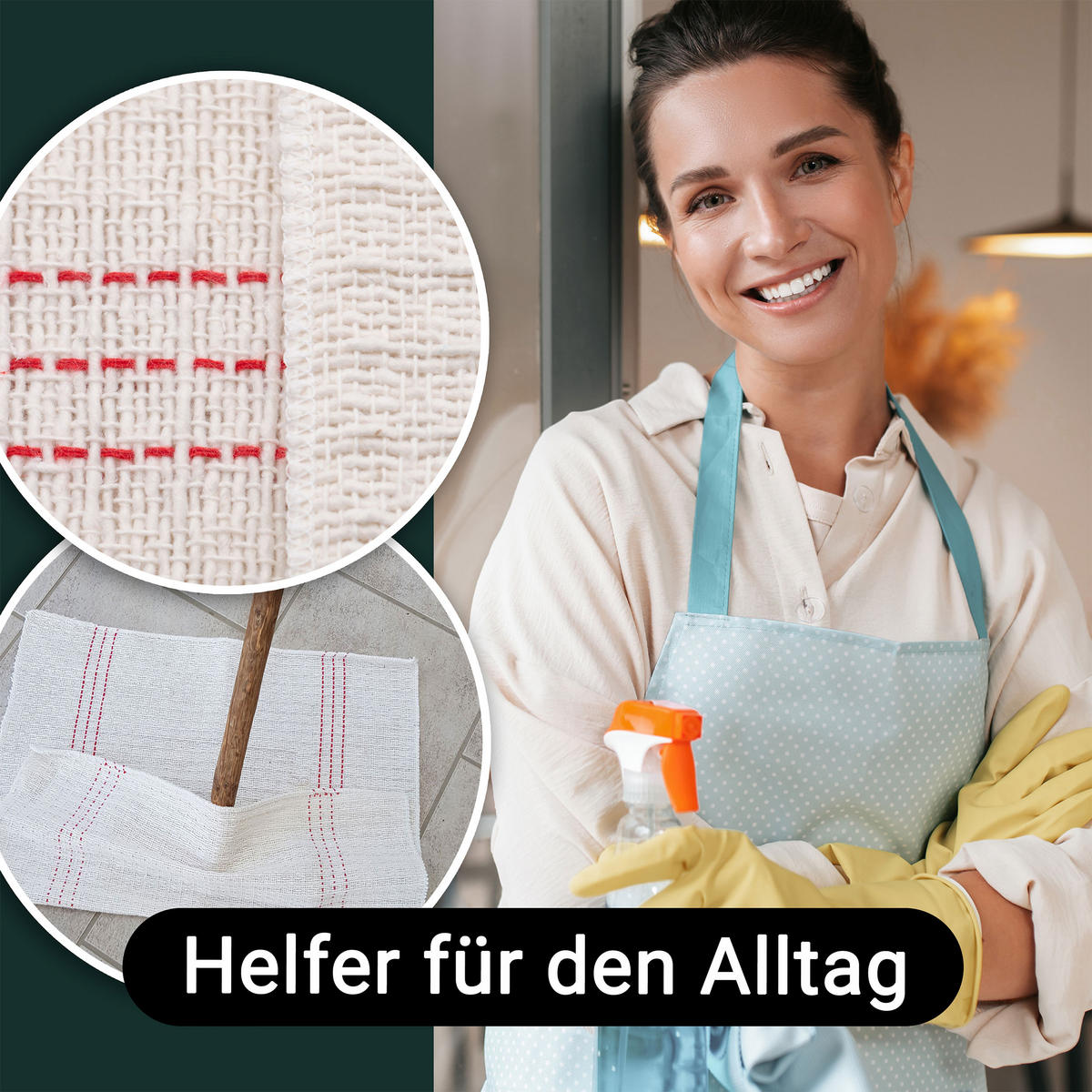 REINIGUNGSTÜCHER, 5er-Set, 55x60 cm, 80% Polyacryl / 20% Polyester, Weiß - Beige, Textil (55/60cm) - Zollner