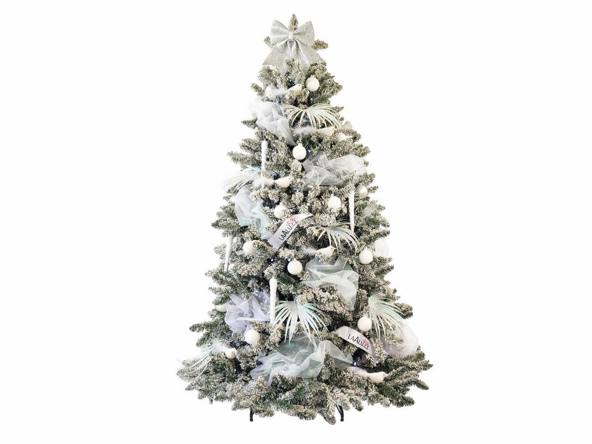 LAALU CHRISTBAUMKUGEL-SET 70 Stück in Luxusbox WINTER JOY für Weihnachtsbäume 120-210 cm - Silberfarben/Weiß, Kunststoff/Textil (55/50/75cm) - LAALU