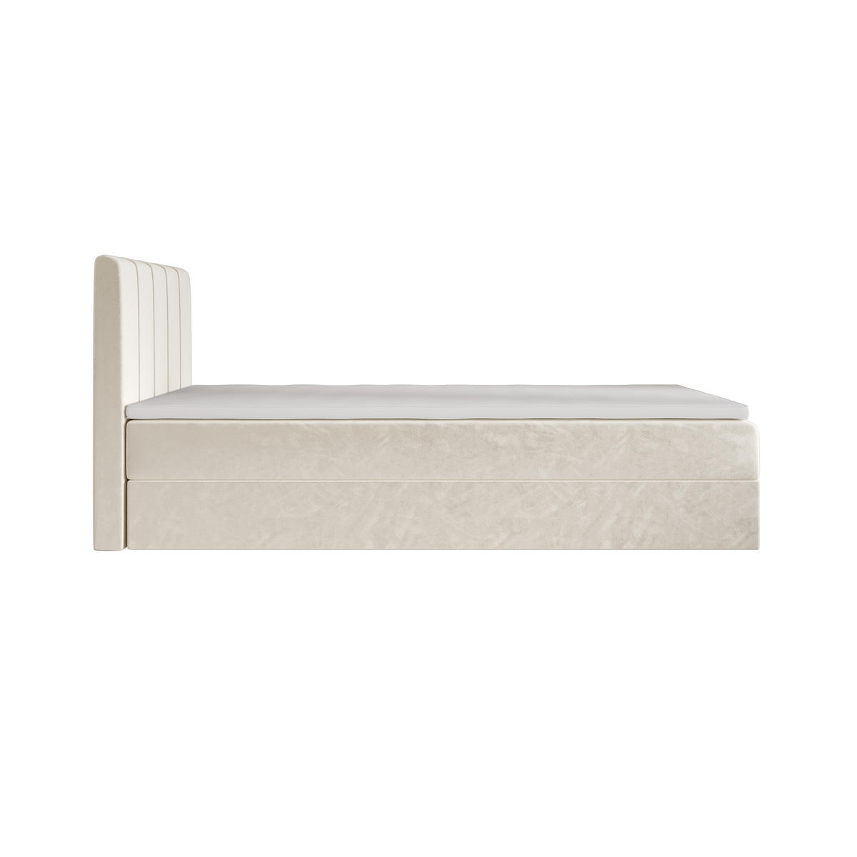 BOXBETT BAHAMA 100x200 Monolith 02, mit Matratze H3 und Topper, Creme - Creme, Holz/Kunststoff (100/200cm) - Bedante
