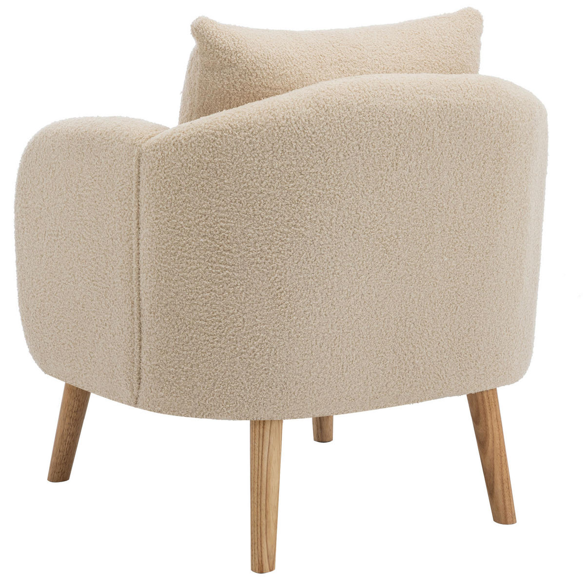 SESSEL DE-35366 Teddy-Samt mit Kissen Beige - Beige, Holz (72/71/71cm) - ComfortXL