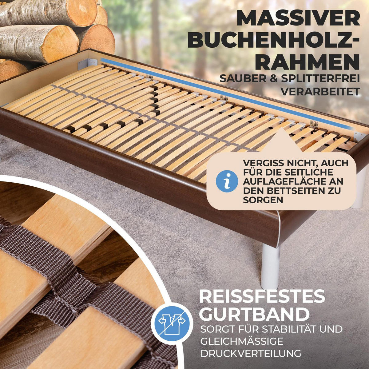 LATTENROST ERGO NV mit 7 Liegezonen 80x200 cm - Naturfarben, Holz (80/200cm) - Coemo