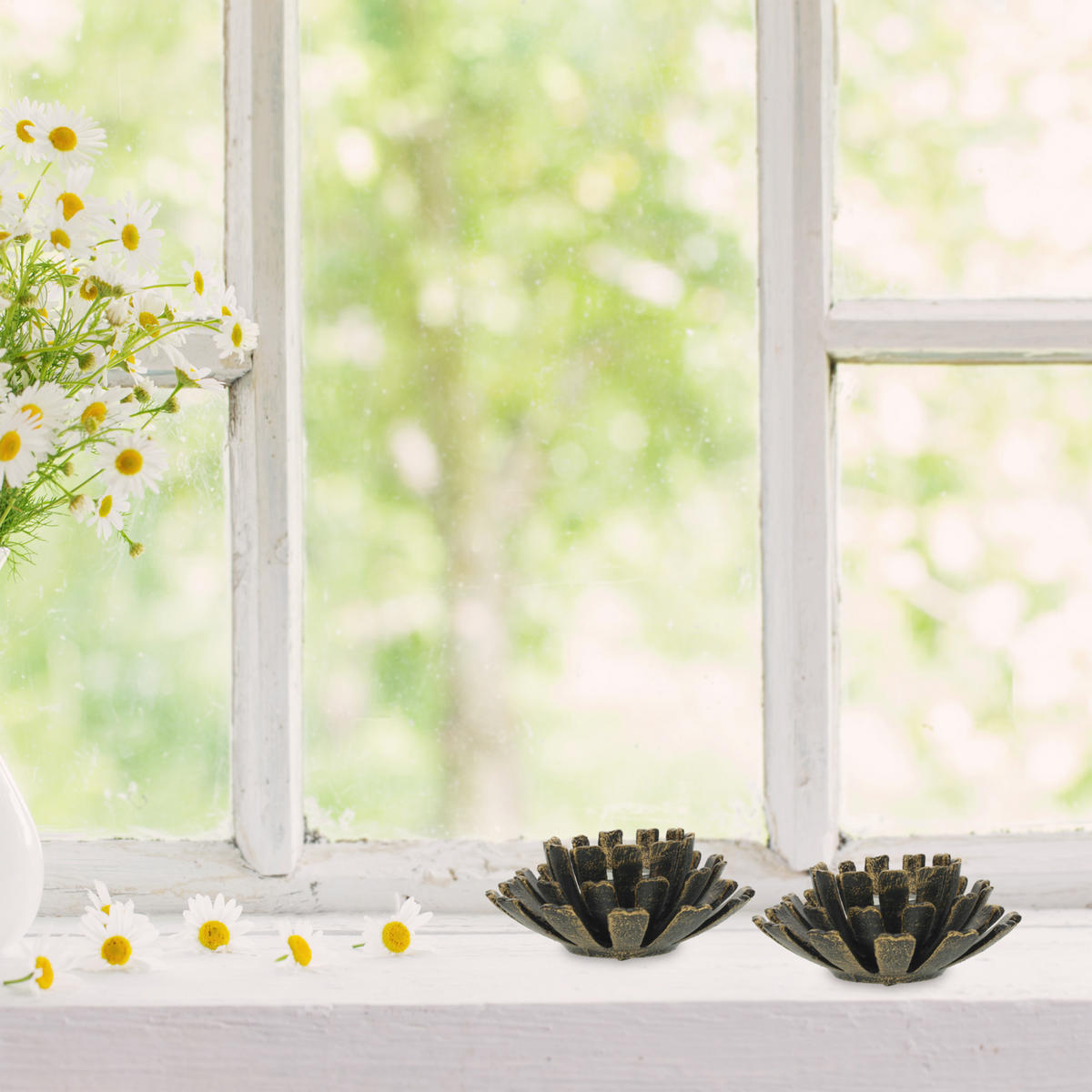 2xTEELICHTHALTER - Anthrazit, Metall (6cm) - Relaxdays