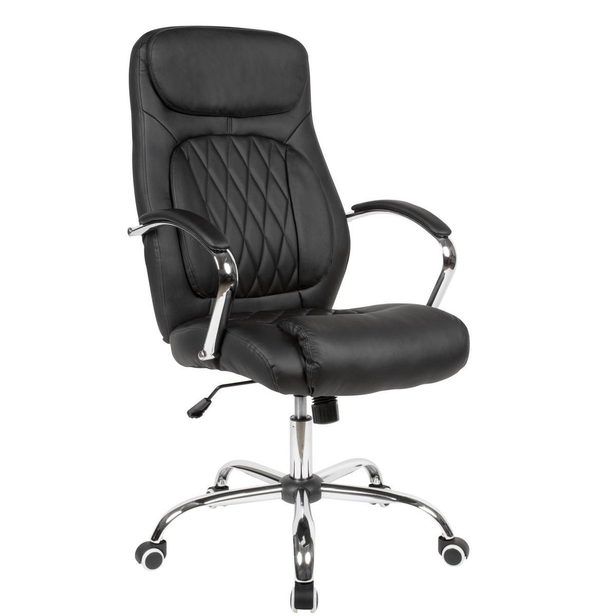 BÜROSTUHL ergonomisch gepolstert mit Wippmechanik & großem Fußkreuz, modernes Design - Silberfarben/Schwarz, Kunststoff/Textil (70/123/70cm) - KADIMA DESIGN