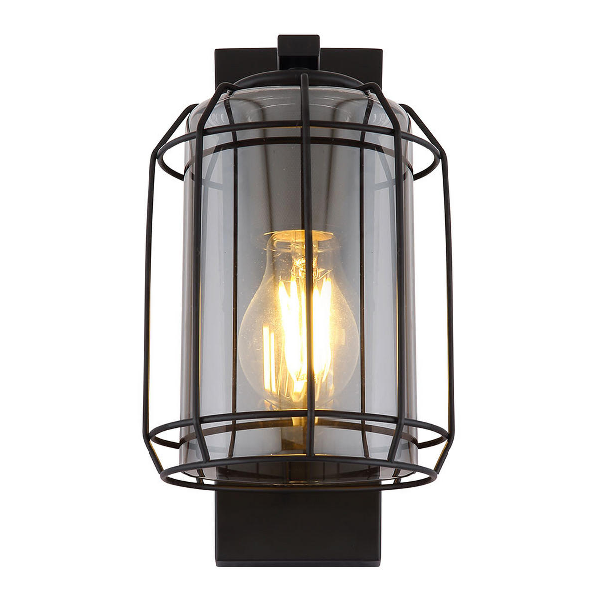 WANDLEUCHTE Käfig-Design Grau Rauchglas - Grau, Glas (13/25/16.5cm) - Globo Lighting