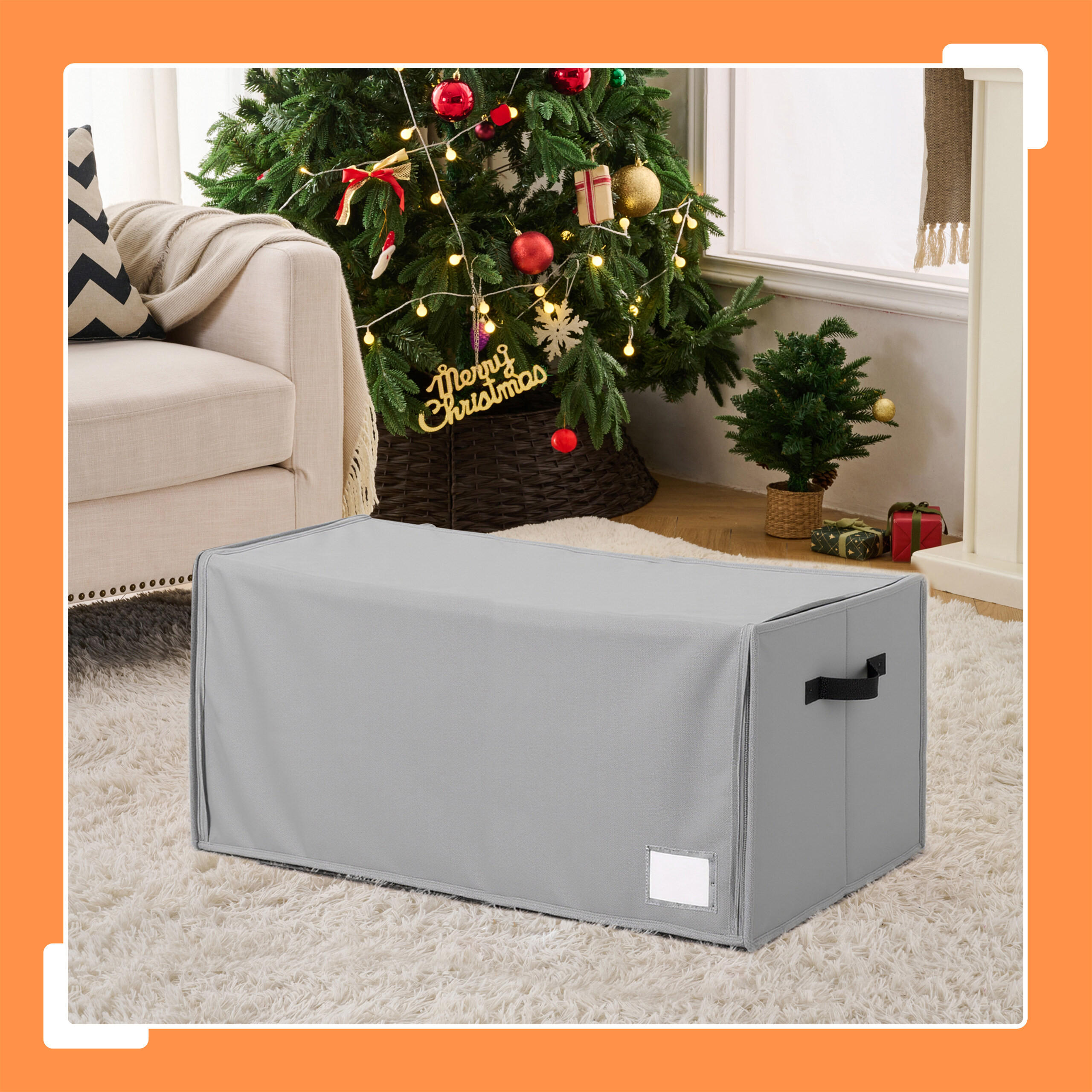 WEIHNACHTSKUGEL-AUFBEWAHRUNGSBOX - Grau, Wellpappe/Textil (73/40/36.5cm) - Relaxdays