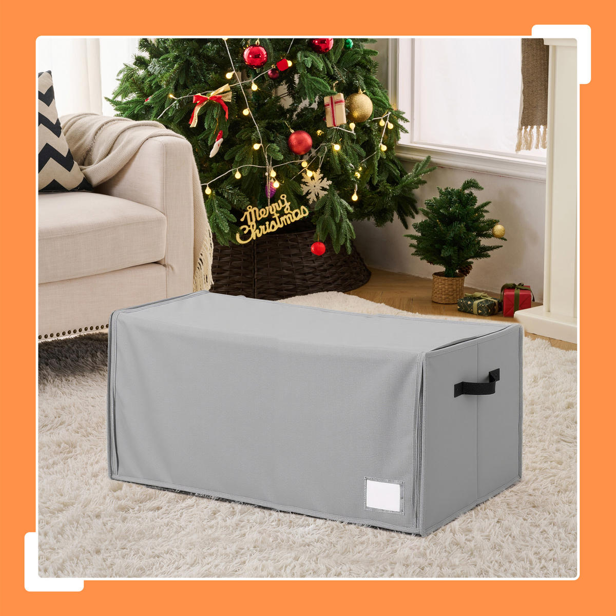 WEIHNACHTSKUGEL-AUFBEWAHRUNGSBOX - Grau, Wellpappe/Textil (73/40/36.5cm) - Relaxdays