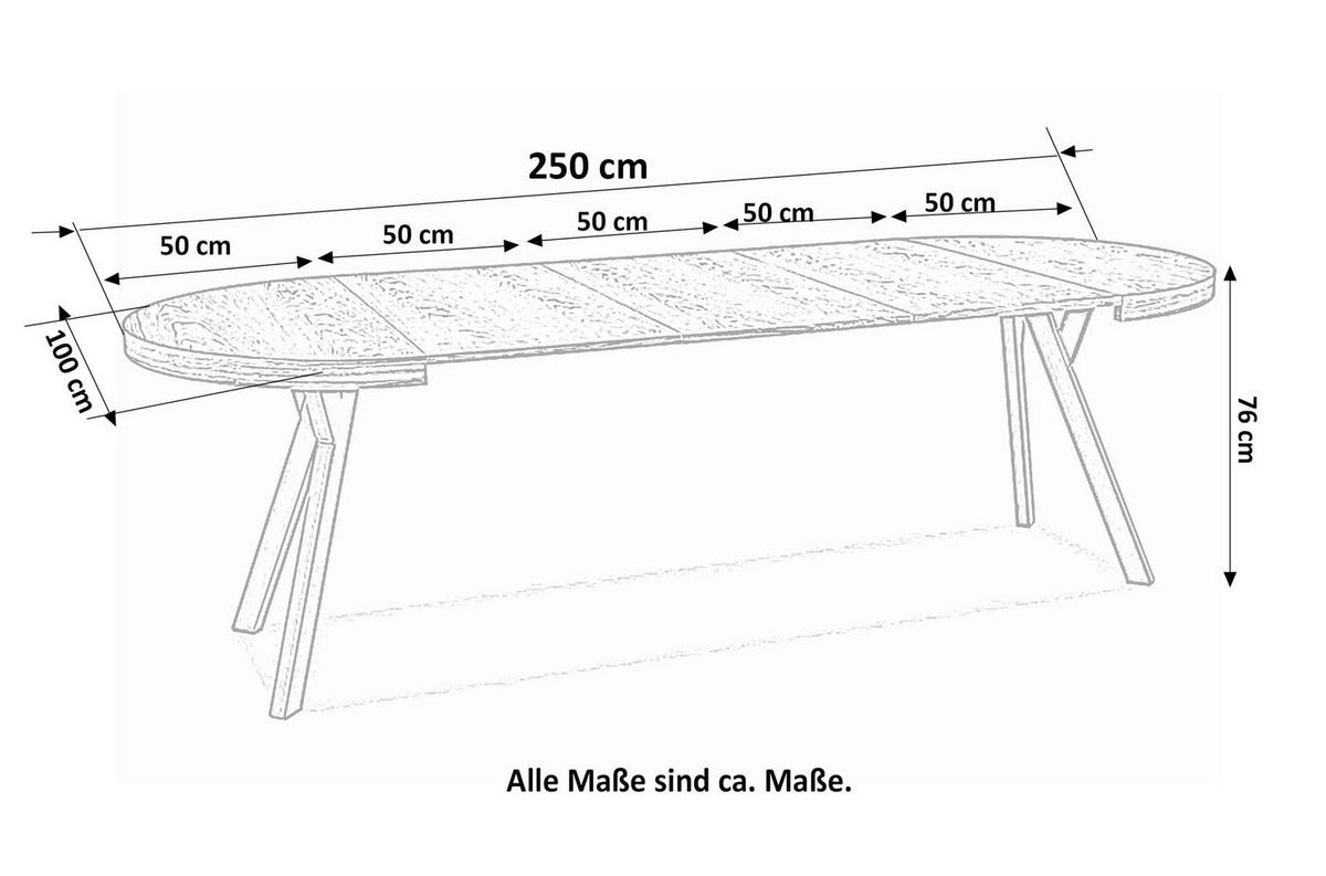 ESSTISCH Domingo Schwarz 100-250 / 100 / 76cm - Schwarz, Holz/Holzwerkstoff (100/100/76cm) - Feldmann-Wohnen