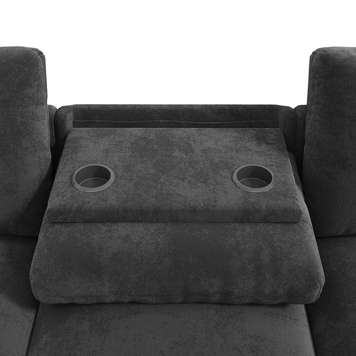 ECKSOFA L-förmige Ecke und zwei Armlehnen mit Stauraum,Chenille-Stoff,Grau - Grau, Textil (137/280cm) - KOMHTOM