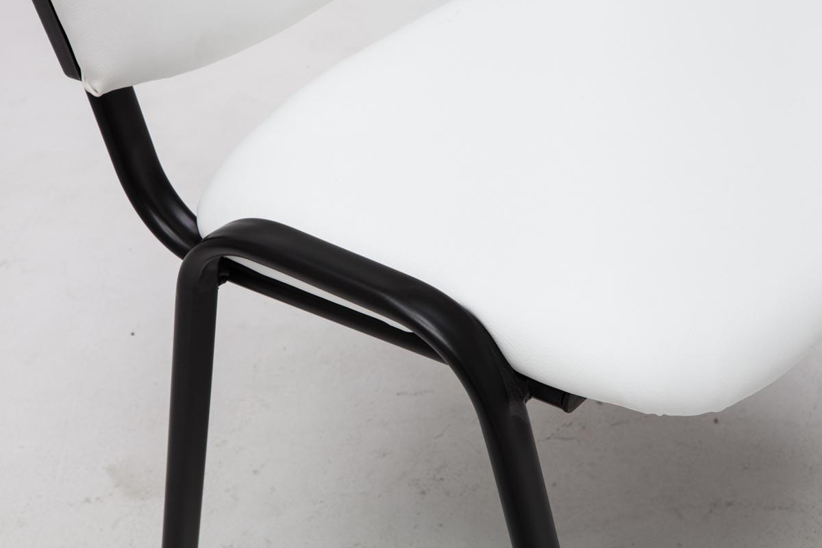 BESUCHERSTUHL Keen, Kunstleder mit Gestell Schwarz / Bezug Weiß - Schwarz/Weiß, Textil/Metall (54/79/48cm) - TPFLiving
