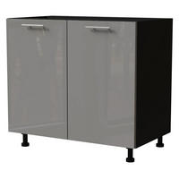 KÜCHENUNTERSCHRANK Essen D11/90 Grau Hochglanz / Schwarz Matt 90 / 50 / 82cm - Schwarz/Grau, Holz/Holzwerkstoff (90/82/50cm) - Feldmann-Wohnen