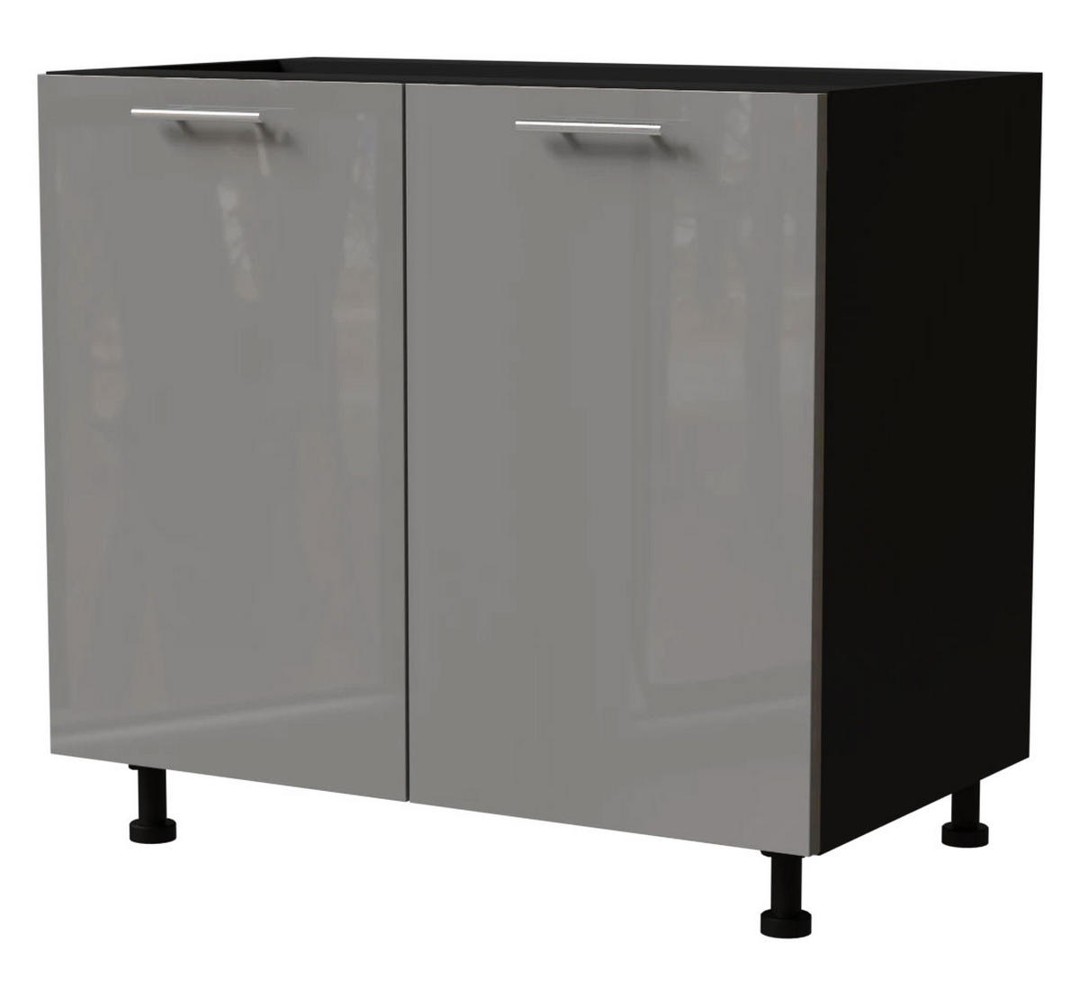 KÜCHENUNTERSCHRANK Essen D11/90 Grau Hochglanz / Schwarz Matt 90 / 50 / 82cm - Schwarz/Grau, Holz/Holzwerkstoff (90/82/50cm) - Feldmann-Wohnen