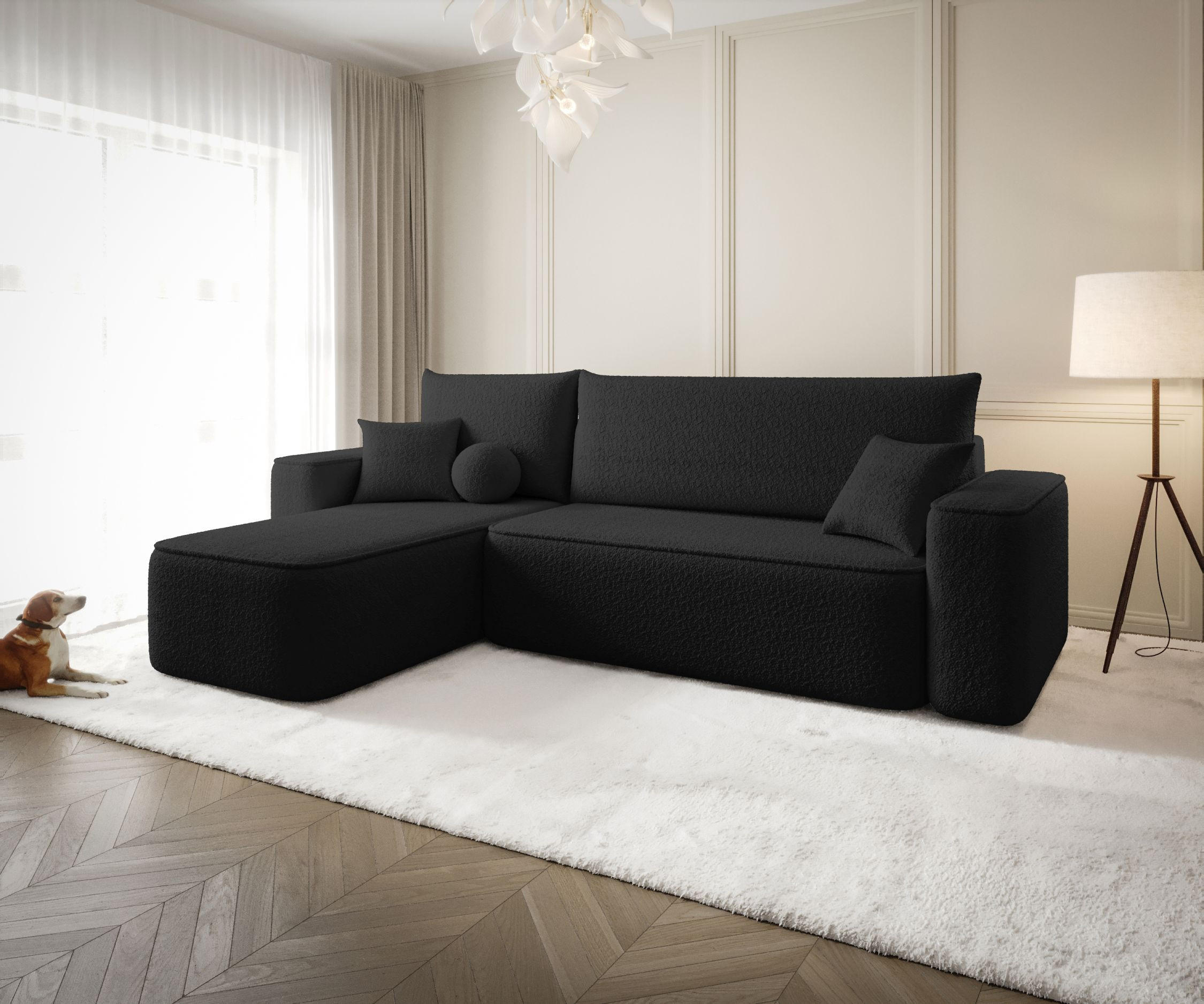 ECKSOFA mit Schlaffunktion SENNO Quelle 100 Links - Schwarz, Textil (250/150cm) - Bedante