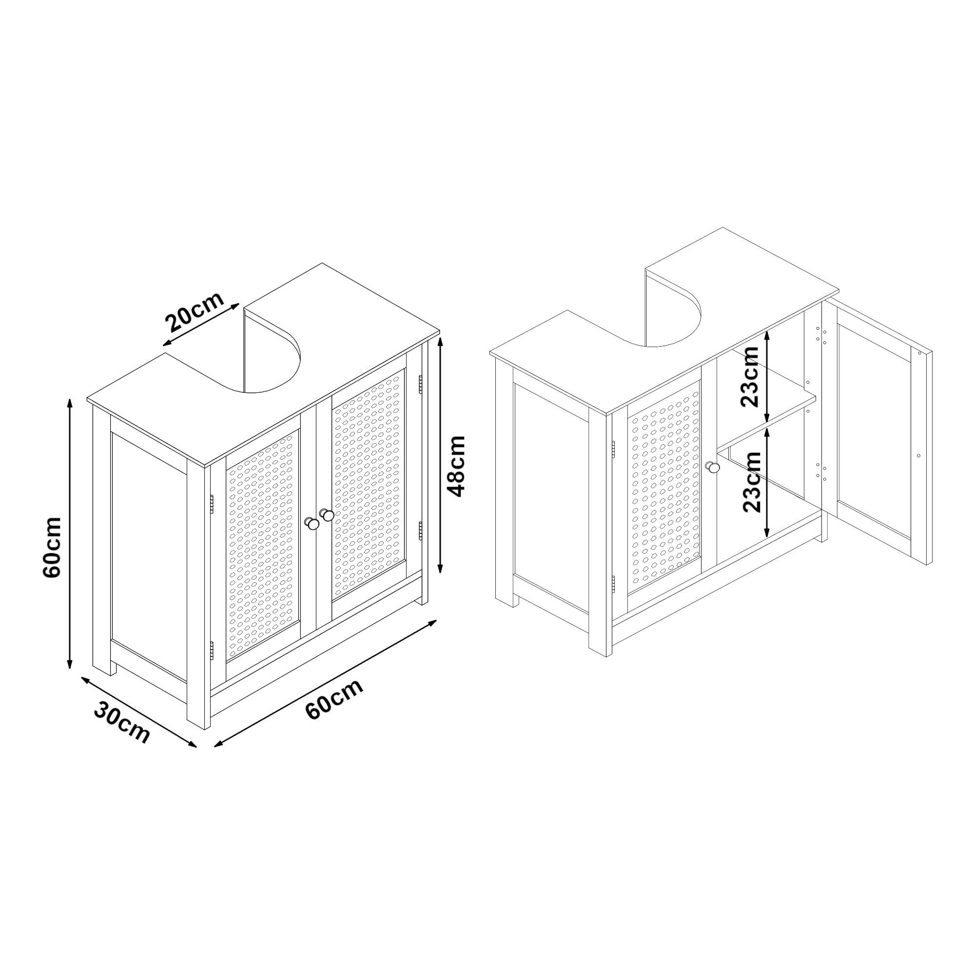 WASCHBECKENUNTERSCHRANK Karlsøy - Weiß, Holzwerkstoff (60/60/30cm) - [en.casa]