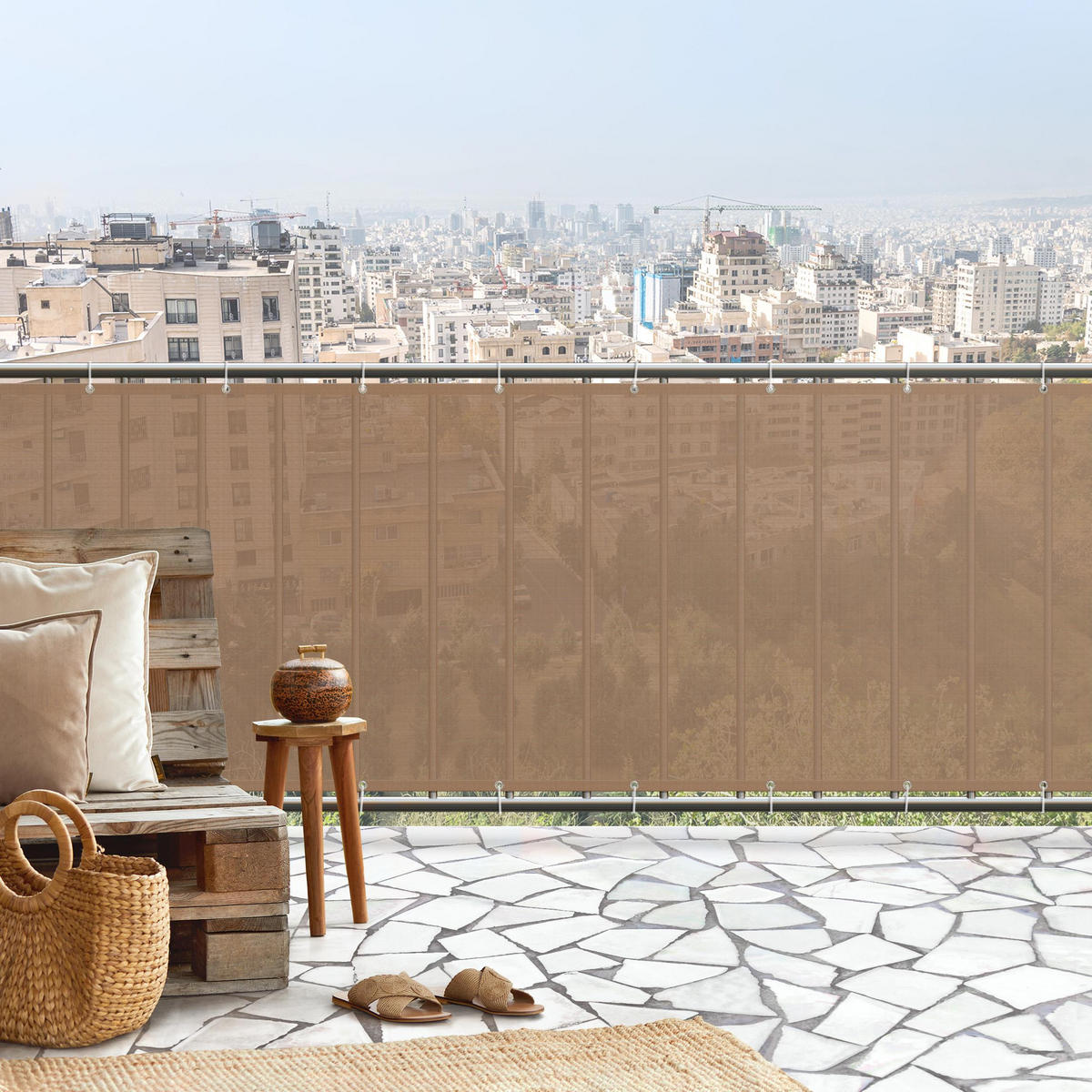 BALKON SICHTSCHUTZ Beige 650/75 cm - Beige, Kunststoff (650/75cm) - Bilderwelten