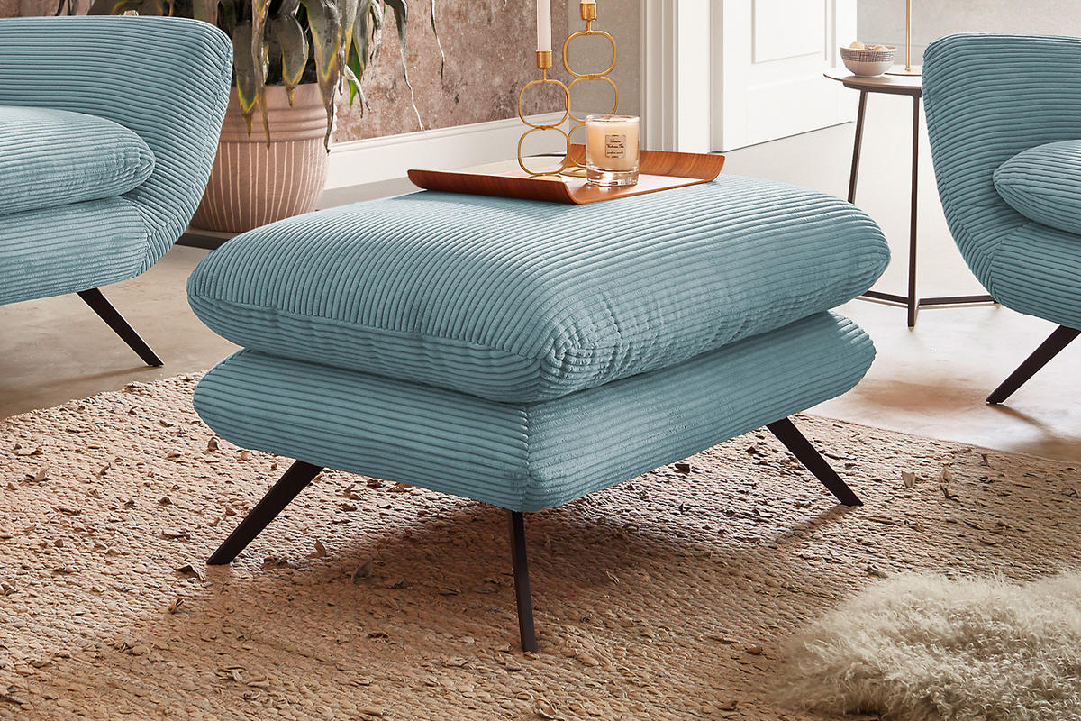 HOCKERBANK CHARME Hellblau - Hellblau, Textil (120/45/70cm) - KAWOLA