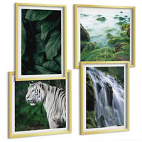 BILDER SET 4er Set - 50x50 cm & 40x60 cm Goldrahmen - Blätter des Weißen Tigerwasserfalls - Goldfarben, Kunststoff (50/50cm) - TULUP
