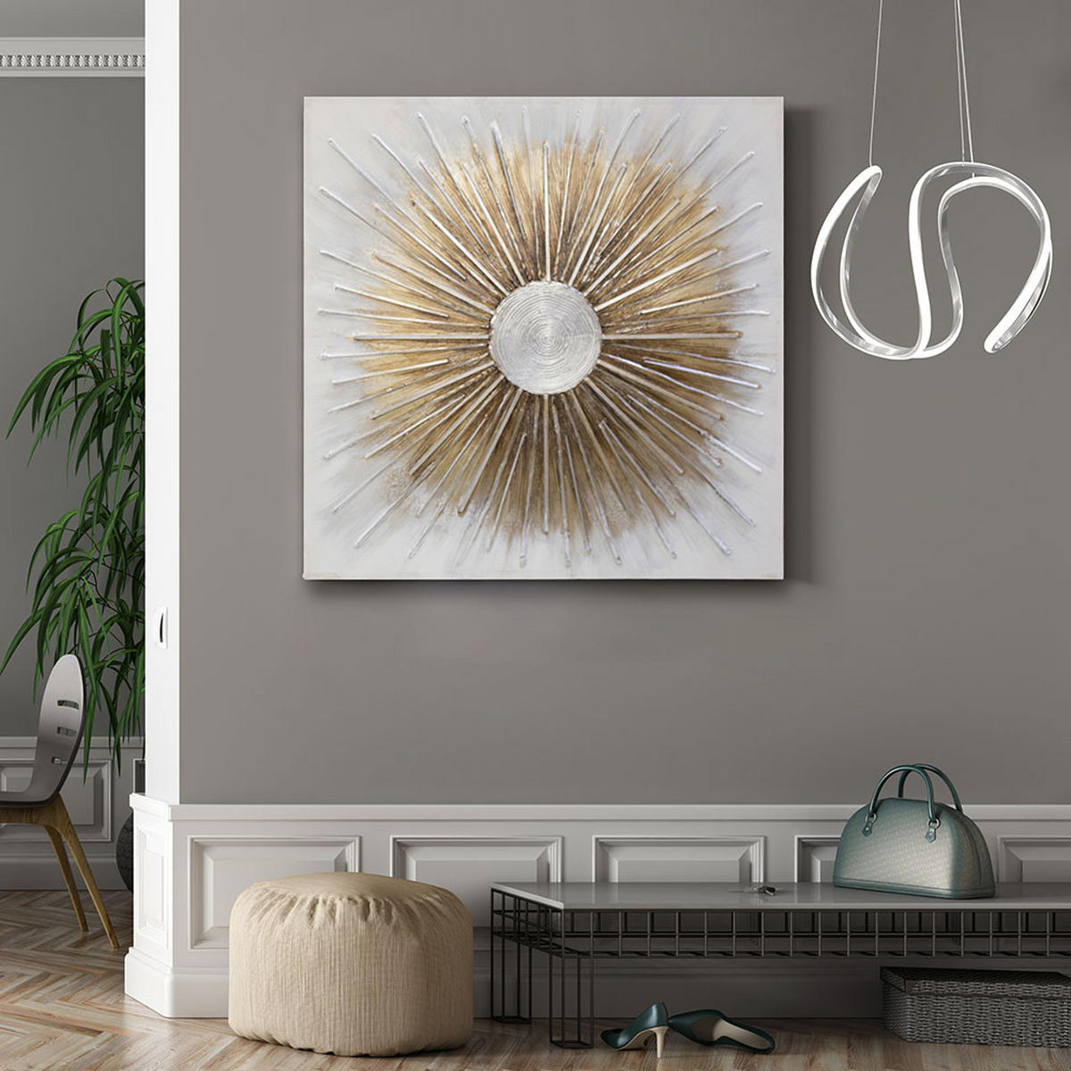 LED HÄNGELEUCHTE VALERIA Grau Weiß - Grau, Metall (45/44/150cm)