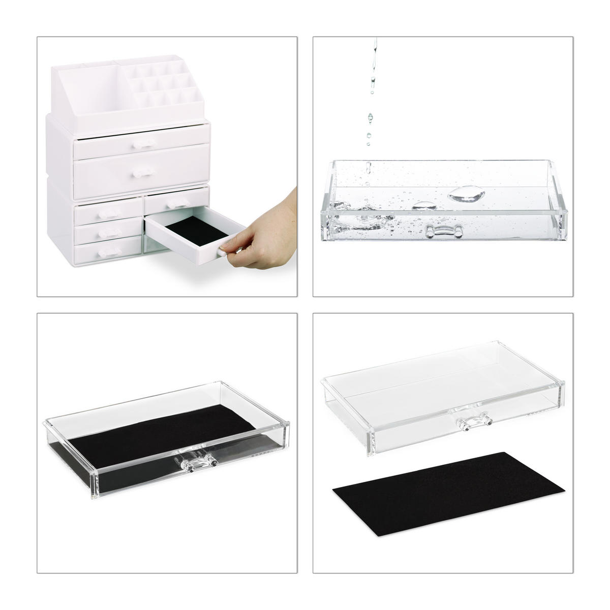 MAKEUP Organizer - Transparent, Kunststoff (24/19/13.5cm) - Relaxdays