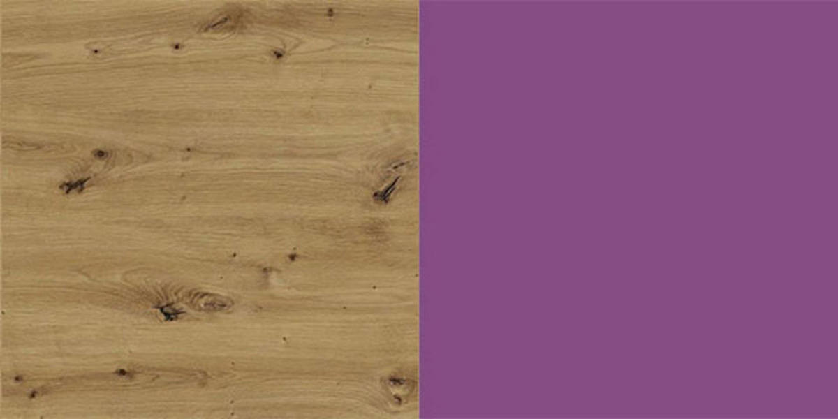 WINKELKÜCHE Brerra Artisan Eiche / signalviolett - perlweiß semi matt 12-teilig - Violett/Weiß, Holzwerkstoff (310/207/210cm) - Feldmann-Wohnen