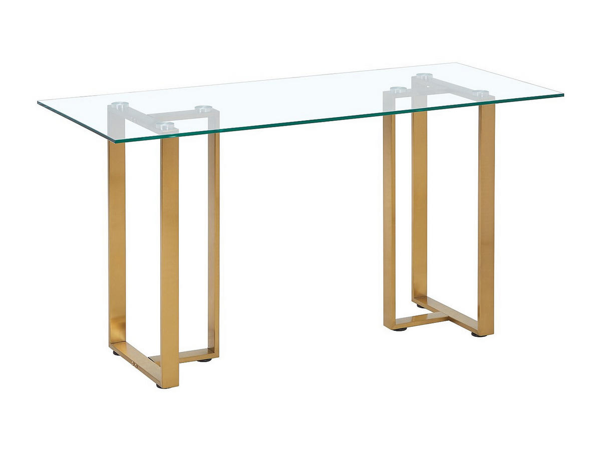 SCHREIBTISCH - Gehärtetes Glas & Edelstahl - Transparent und Gold - NILESA - Transparent, Glas (140/60/75cm) - Pascal Morabito